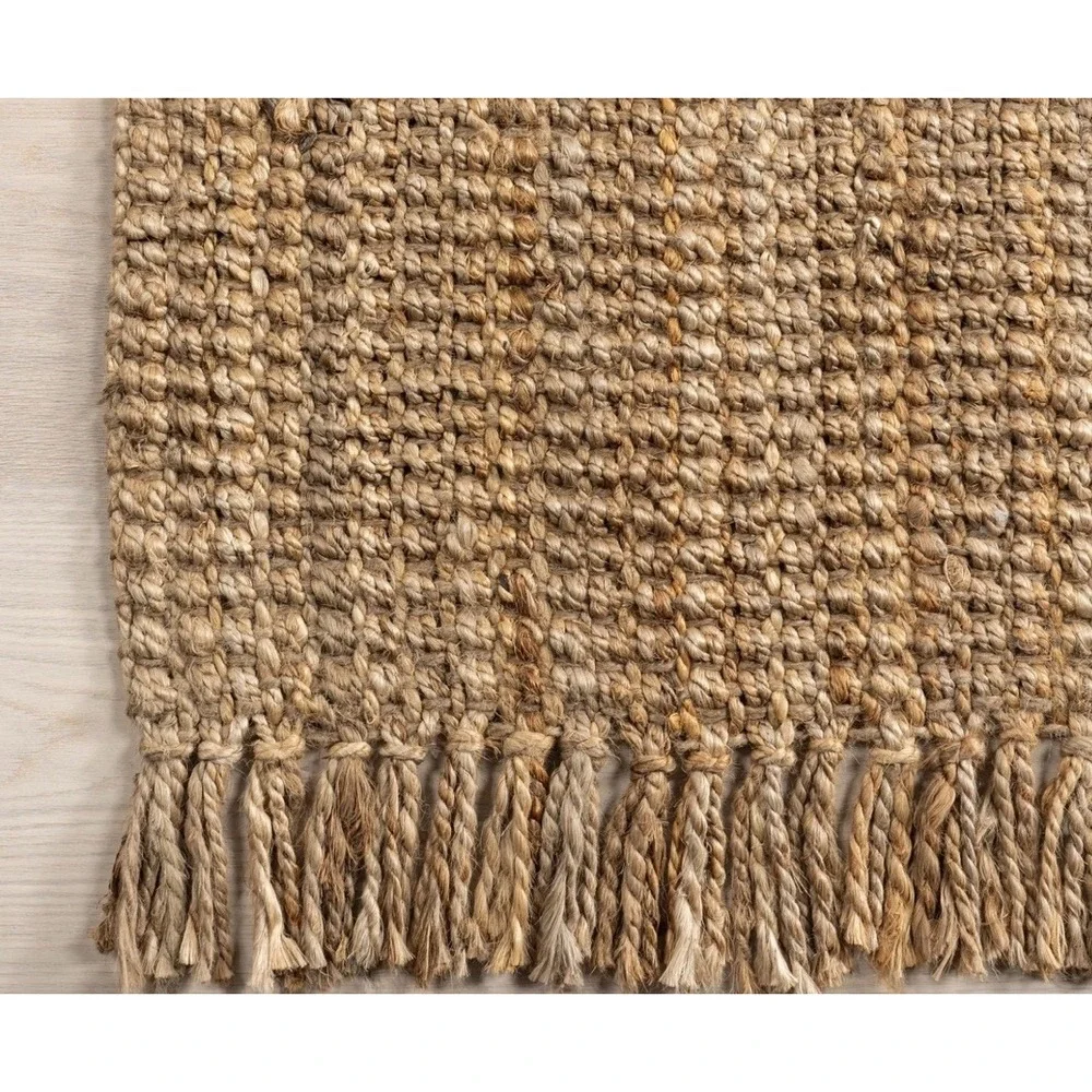 nuLOOM Daniela Natural Jute Area Rug 4x6 Farmhouse Chunky Hand Woven Flatweave